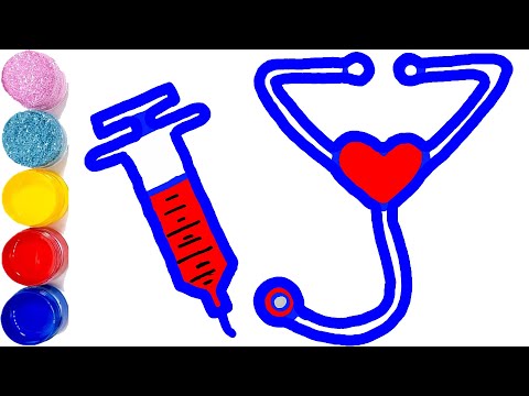 Medical Doctor Kit-Drawing & coloring Ambulance, Stethoscope, Syringe, first aid box|EASY DRAWING #4