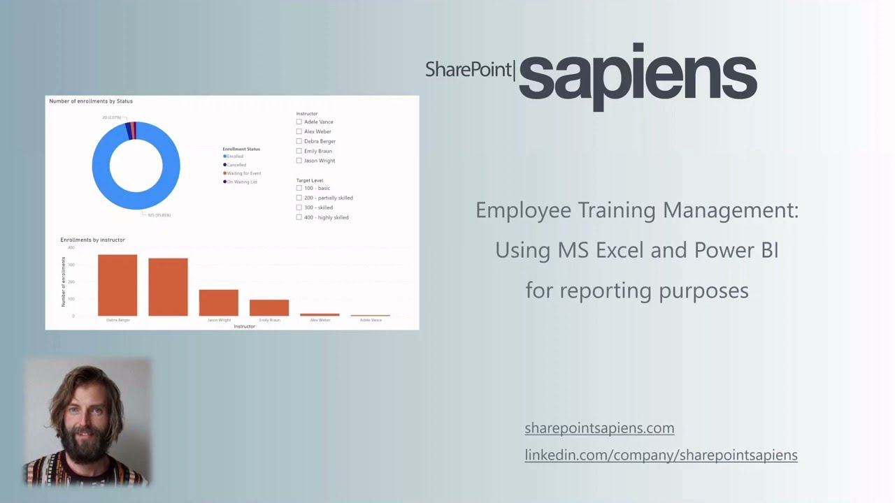 Using MS Excel and Power BI for reporting purposes - Employee Training Management/SharePoint Online