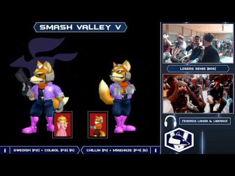 Smash Valley V Melee Doubles - Swedish Delight + Colbol (R) vs Chillin + MikeHaze (B) - Losers Semis