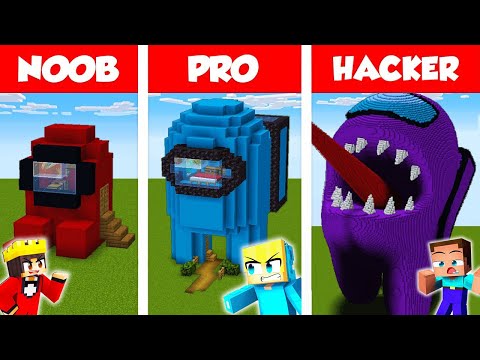Minecraft NOOB vs PRO vs HACKER: SICHERSTES AMONG US HAUS BAU CHALLENGE ⛏