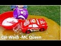 CARS WASH Construction Crane Truck And MC Queen Car Kids Videos For Children By HT BabyTV
