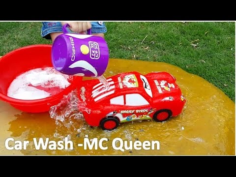 CARS WASH - Construction Crane Truck and MC Queen Car  Kids Videos for Children by HT BabyTV Video