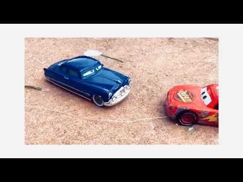 Cars stop motion lightning McQueen and doc race