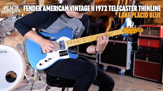 Video thumbnail for No Talking...Just Tones | Fender American Vintage II 1972 Telecaster Thinline | Lake Placid Blue by Peach Guitars