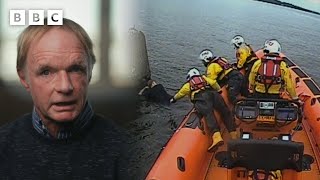 Man clings for life after being cut off by tide | Saving Lives at Sea - BBC