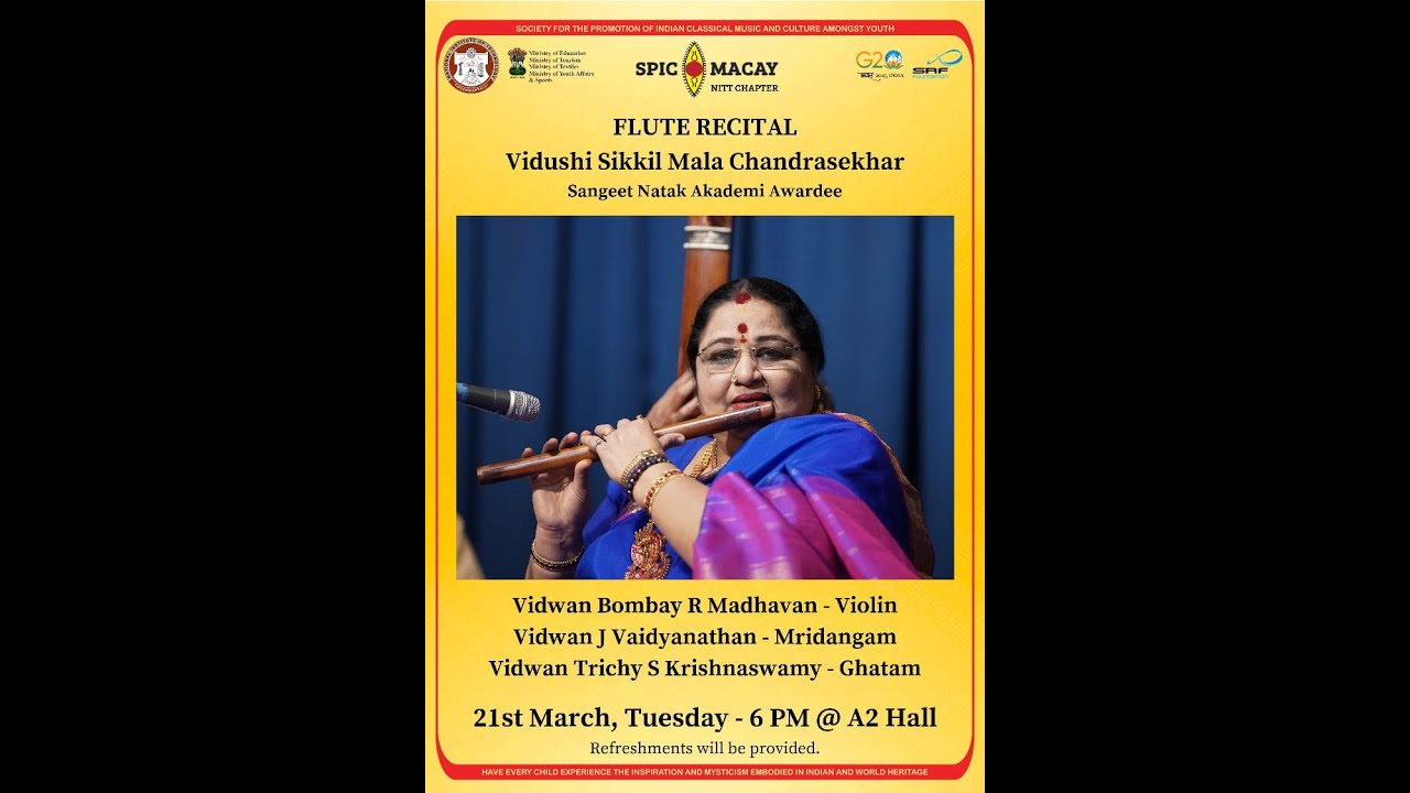 Vidushi Sikkil Mala Chandrashekhar flute recital at NIT Trichy