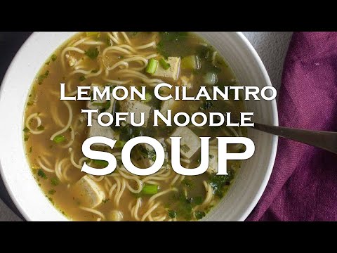Lemon Cilantro Tofu Noodle Soup
