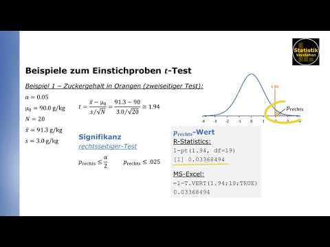 Beispiele zum Einstichproben t-Test & Berechnung des p-Werts beim 2-seitigen Signifikanztest