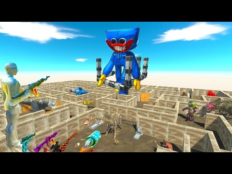 FPS PERSPECTIVE vs DINOSAURS in DEADLY MAZE In RESCUE HUGGY WUGGY - ARBS