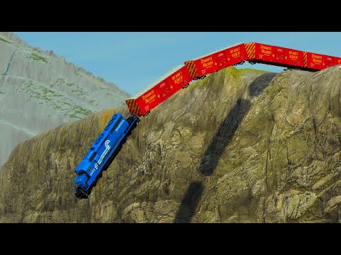 Trains Vs Impossible Hill Climb Rail Tracks Crossover - BeamNG.Drive
