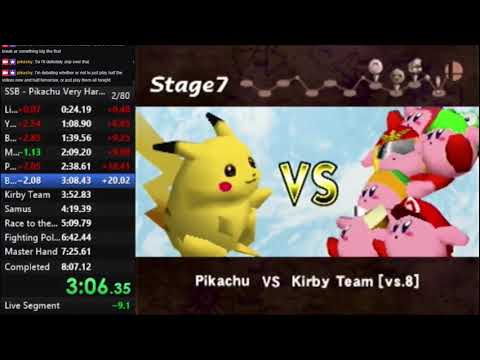 SSB64 Speedrun: Pikachu, Very Hard, 1 Stock (7:10.54)