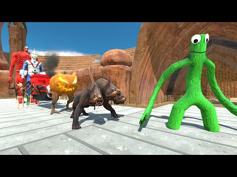Rainbow Friends Green ARENA DEATH RUN - Animal Revolt Battle Simulator