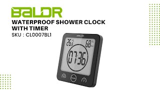 BALDR Bathroom LCD Waterproof Shower Clock with Timer (Blue)