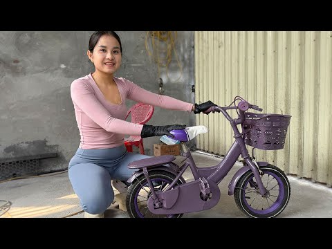 Talented 18-year-old girl restores and repaints an old mini bicycle to like-new condition