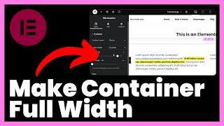 How to Make Container Full Width in Elementor