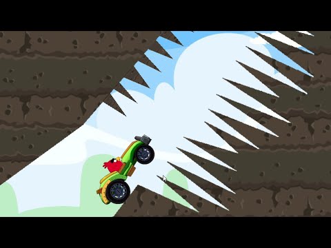 Angry Birds Cross Country - JUMPING THROUGH SPIKE WITH GREEN CAR BIRDS RACING STUNT SKILL GAME!