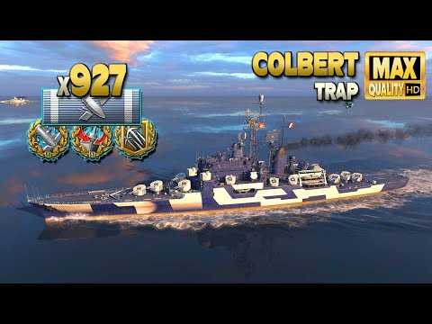 Cruiser Colbert: Avenged the friend on map Trap - World of Warships