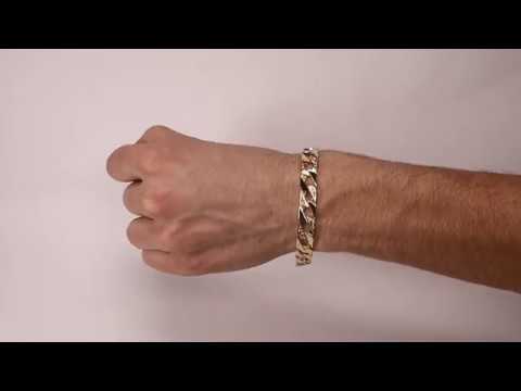 B3 - 9ct Gold Textured Square Curb Bracelet  -10mm