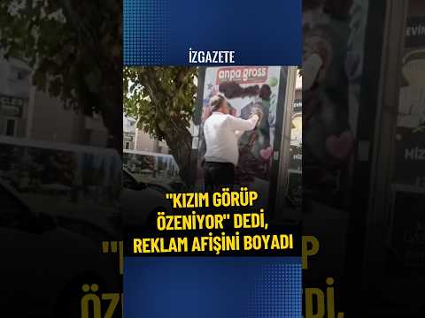 Gaziantep'te bir kişi, reklam panosunun üzerindeki afişleri sprey boya ile kapattı #gaziantep