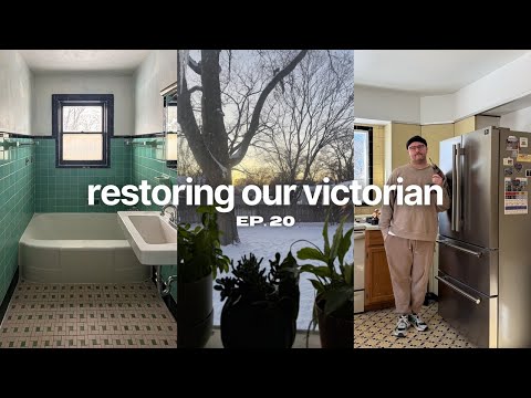 renovation vlog: vintage tile bathroom, kitchen plans & mood board, finally getting appliances!!