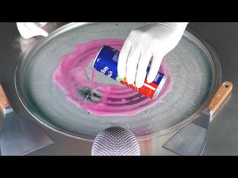 ASMR - pink Raspberry Lemonade Ice Cream Rolls | how to make Capri-Sun to rolled fried Ice Cream 4k