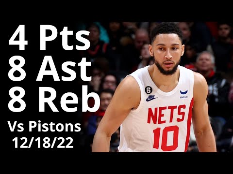 Ben Simmons 4 Pts 8 Ast 8 Reb vs Pistons Highlights