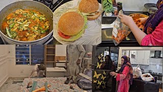 Ghar main kam ho raha tha || Aj ka din bht busy raha || Chicken grilled Burger || @Nadi927