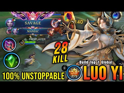 SAVAGE & MANIAC!! 28 Kills Luo Yi 100% UNSTOPPABLE!! - Build Top 1 Global Luo Yi ~ MLBB