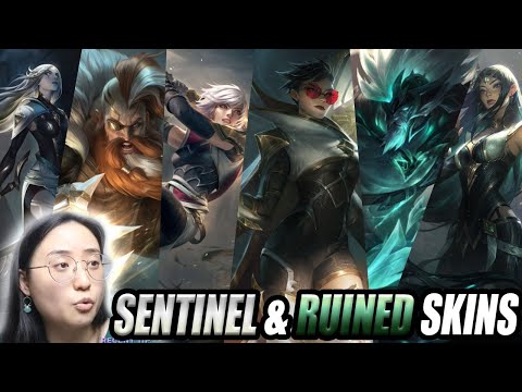 REACT to NEW SENTINEL and RUINED SKINS! | League of Legends