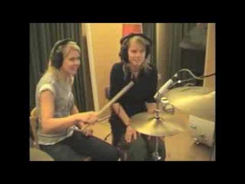 Calaisa in the studio recording drums