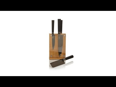 Curtis Stone 5piece Magnetic Knife Set with Bamboo Block