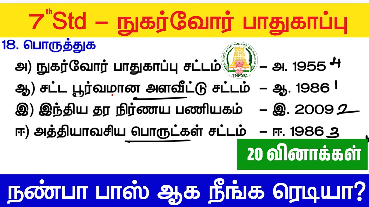 7th Polity - சந்தை மற்றும் நுகர்வோர் பாதுகாப்பு book back - tnpsc new syllabus