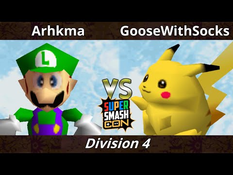 SSC 2022 Division 4 - Arhkma (Luigi) Vs. GooseWithSocks (Pikachu) SSB64 Smash Bros Tournament