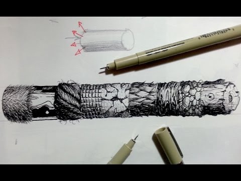 Pen Ink Drawing Tutorials | How to create realistic textures Part 2