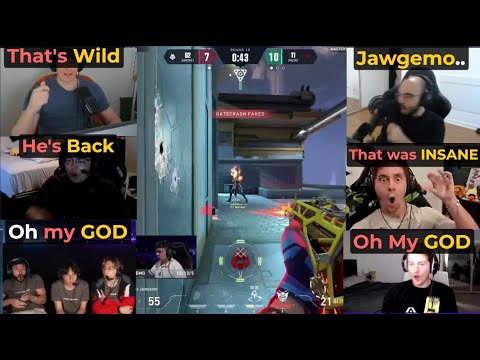 Valorant Pros/Streamers reacts to G2 Jawgemo's INSANE 1v4 ACE CLUTCH against T1