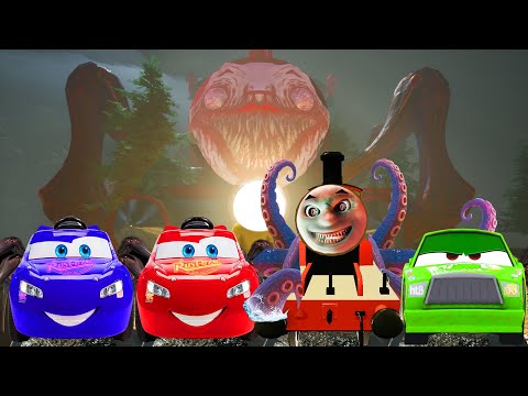 Upgrade LIGHTNING MCQUEEN Monster VS CURSED THOMAS AND FRIENDS,BLUE MCQUEEN Monster,Chick Hicks