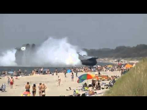 Russian Navy Hovercraft Lands On Busy Beach PART ONE)   YouTube