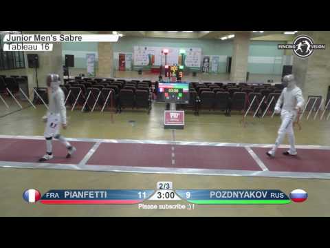 FE M S Individual Juniors Plovdiv BUL ZC Europe 2017 T16 02 red PIANFETTI FRA vs POZDNIAKOV RUS