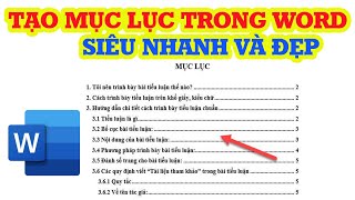 Cách tạo mục lục trong Word nhanh và đơn giản