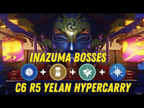 C6 R5 Yelan Hypercarry VS All Inazuma Bosses UPDATED 3.5 - Genshin Impact