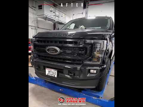 Morimoto Headlights Installed on a Ford Super Duty - Before and After View
