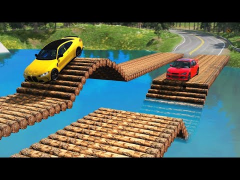 Cars vs Log Bridge and Deep Water | BeamNG.Drive