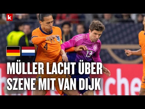Video Thumbnail: Müller scherzt: "Da kriegt der van Dijk einen Freistoß geschenkt" | Deutschland - Niederlande 2:1