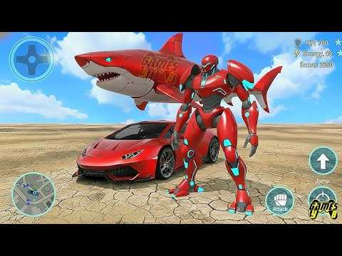 Shark Robot Transform Wars: Car Drone Shark Robot Game 2026 - Android Gameplay