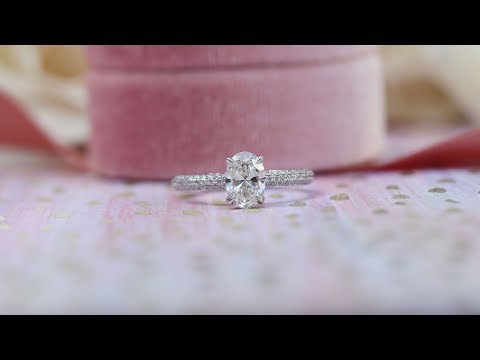 One Carat Oval Lab Diamond Engagement Ring With Three Sided Pavé Band | Ada Diamonds
