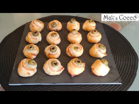 GIRELLE di PASTA SFOGLIA alle OLIVE - IDEA APERITIVO per NATALE