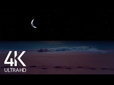 Tropical Beach at Night - 8 HOURS of Relaxing Ocean Waves for Deep Sleep