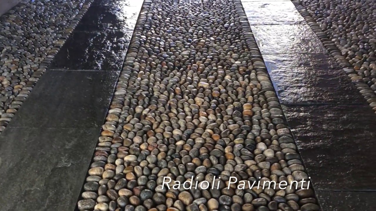 Posa di pavimento in ciottoli di fiume per esterno - Radioli Pavimenti