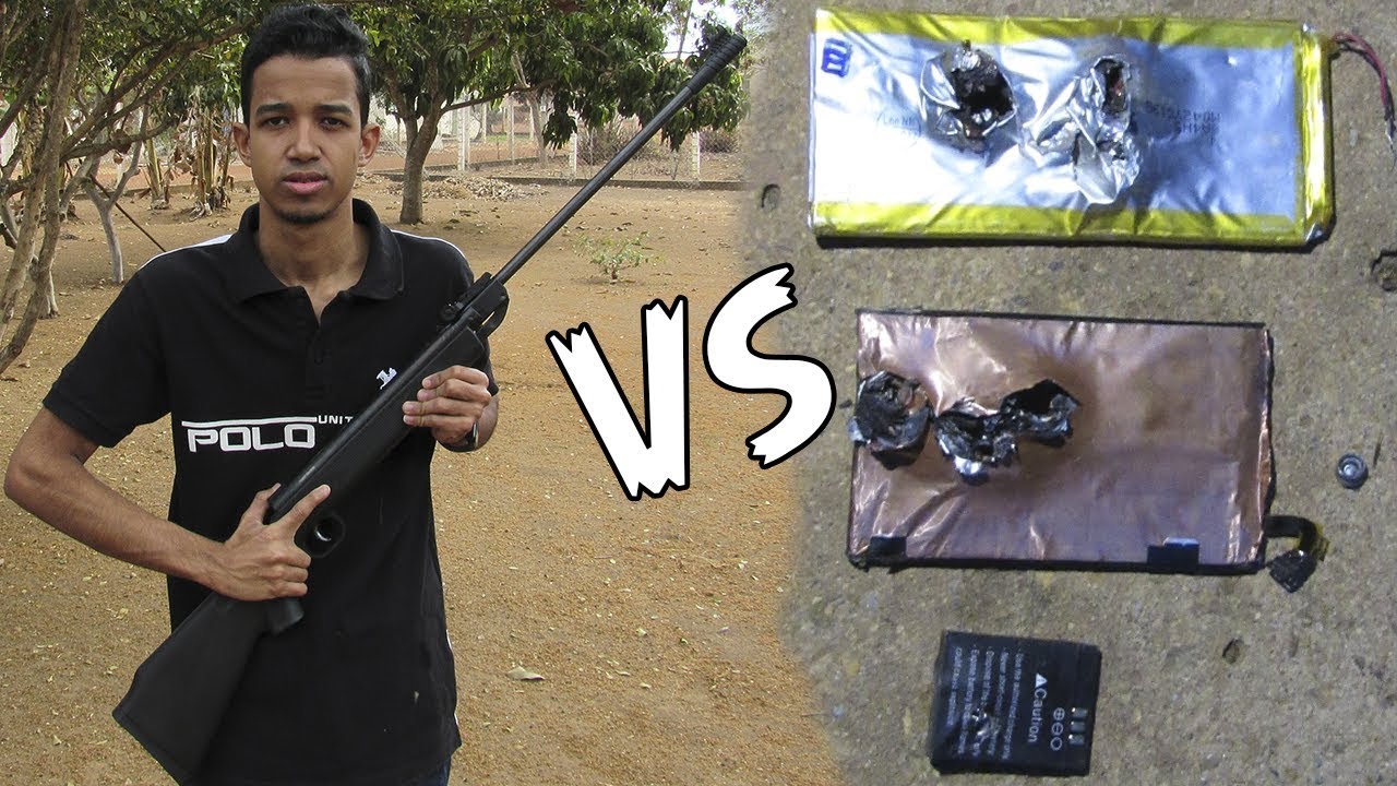 BATERIA DE CELULAR VS CARABINA DE PRESSÃO