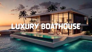 Luxury Boathouse Hidden on Crystal Clear Water 😱 | Cinematic House Tour 4K